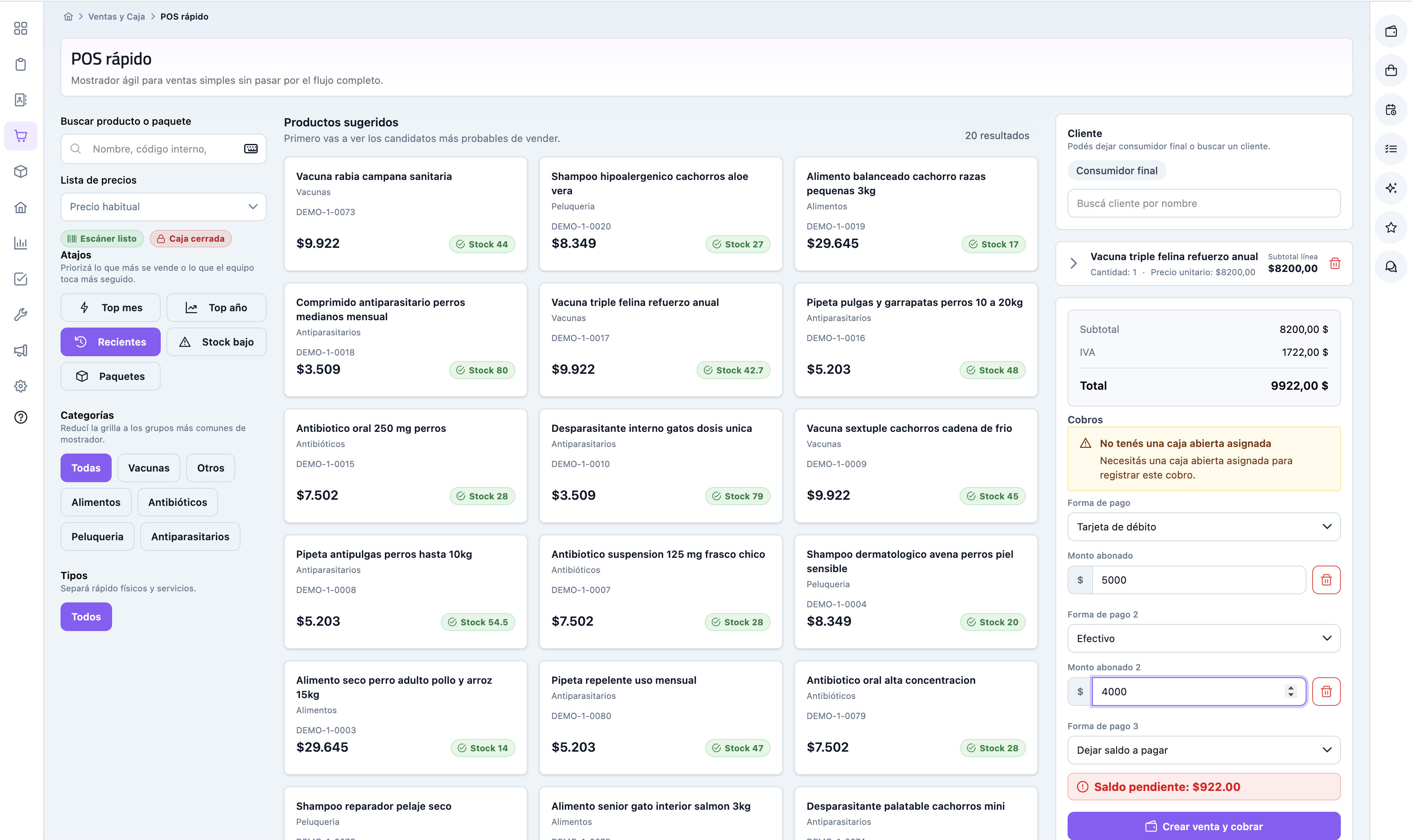Seguimiento de ventas, proveedores e inventario